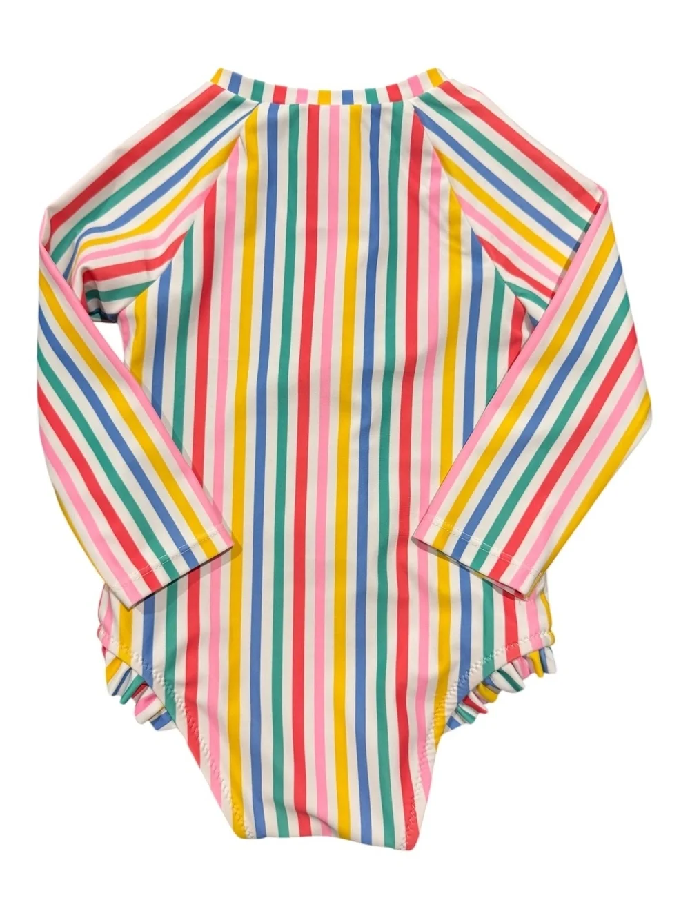 Old Navy Baby Swimsuit 6-12 Months Long Sleeve Front Zip Colorful Vertical Strpe